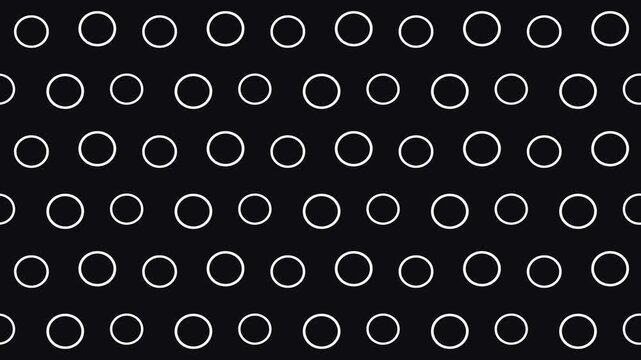 Seamless 4K Diagonal White Circle Pattern in Black 4K Motion Loop