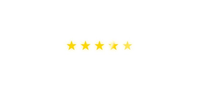 Five-star outstanding rating animation on white background.