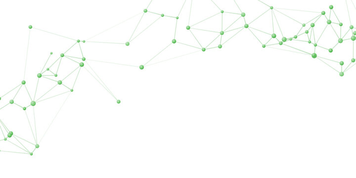 Abstract Green Vector Network Background with Flowing Lines Molecule Connections and Modern Business Technology Design Illustration