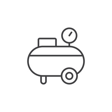 Air compressor icon flat outline in black