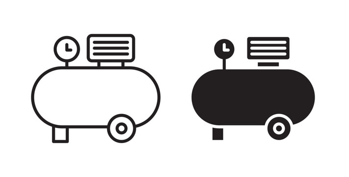 Air compressor icon flat outline in black