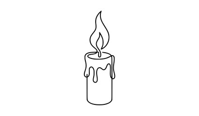 Obraz premium Burning Candle Continuous Line Art Black White Vector Design