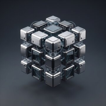 Impossible Magnetic Cube Futuristic Technology Icon