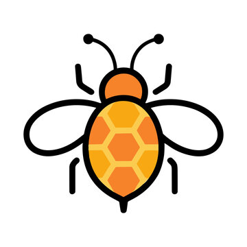 Stylized bee icon with honeycomb pattern