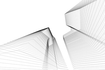 Obraz premium Abstract architectural building 3d rendering