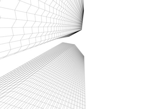 Abstract architectural building 3d rendering