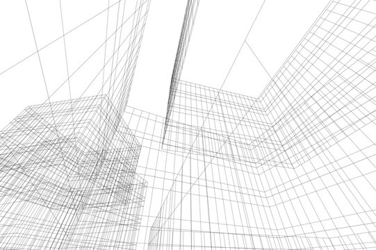 Abstract architectural building 3d rendering