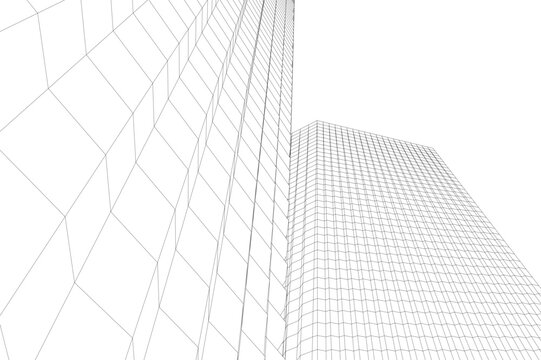 Abstract architectural building 3d rendering