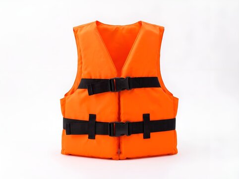 Orange life vest isolated on white background