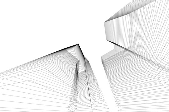 Abstract architectural building 3d rendering