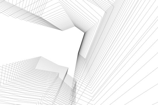 Abstract architectural building 3d rendering