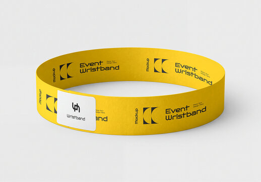 Yellow Event Wristband Mockup