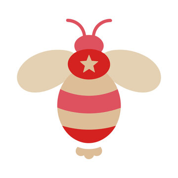 Cartoon bee with star on transparent background