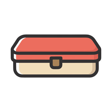 Red and beige lunch box icon