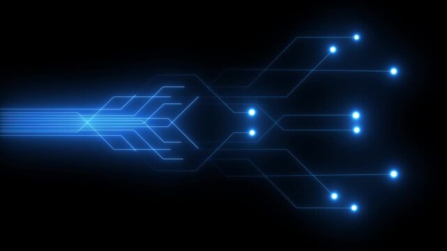 Abstract Digital Dot Line Particle Data black Background &ndash; Futuristic Technology and Connectivity motion graphics Concept.. Animation of 4k video.