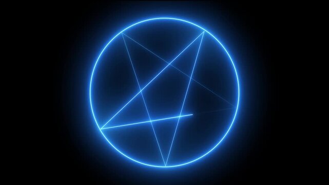 Glowing Neon Pentagram idea. Mystical Occult Star Sign for Esoteric and Fantasy Design. 4k motion video.