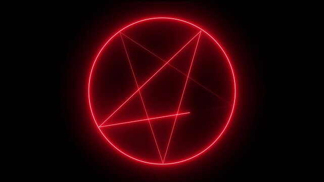 Glowing Neon Pentagram idea. Mystical Occult Star Sign for Esoteric and Fantasy Design. 4k motion video.
