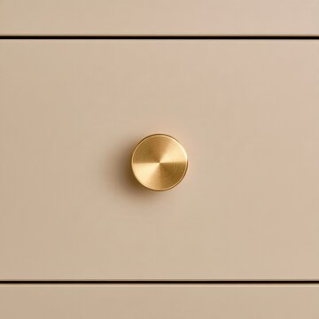 Brass Knob on Beige Cabinet Drawer
