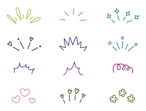 Colorful hand-drawn sparkles and decorations transparent background