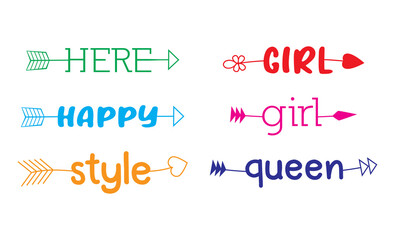 Colorful arrow typography for girls and women empowerment transparent background PNG © Eunos