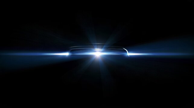 Car headlight glow with bright beams and luminous rays isolated, automotive lighting effect for vehicle design, driving, transportation, road safety and modern technology