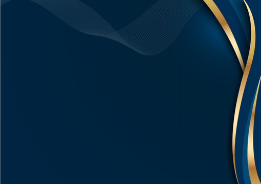 abstract award corporate background, dark blue Gold wave vector template