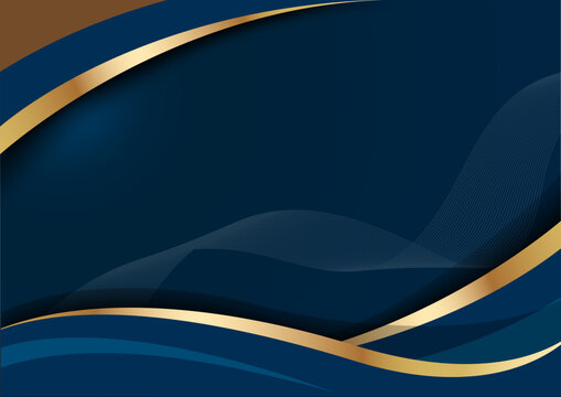 elegant gold corporate background vector template with golden and navy curve