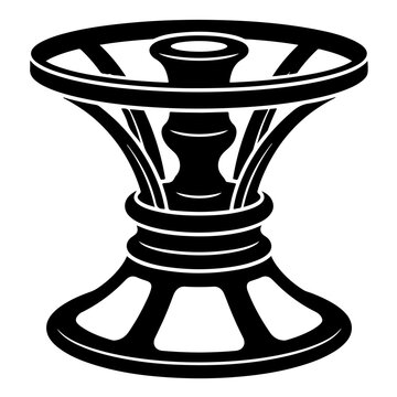 Industrial spool or bobbin object, mechanical component, winding mechanism, black silhouette.