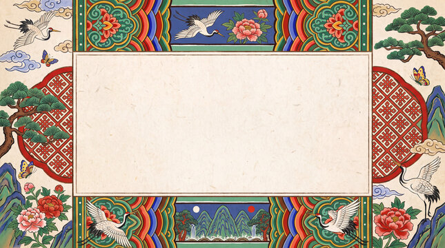 Traditional Korean Pattern Illustration with Decorative Motifs