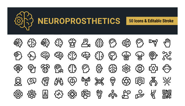 Neuroprosthetics icon set