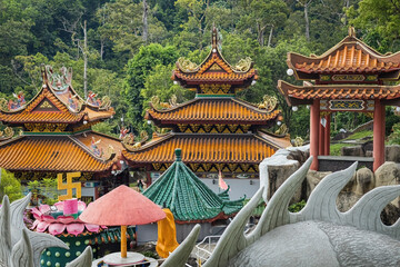 Fototapeta premium Outside details of Fu Lin Kong Temple, traditional Chnese temple at Pangkor island, Malaysia