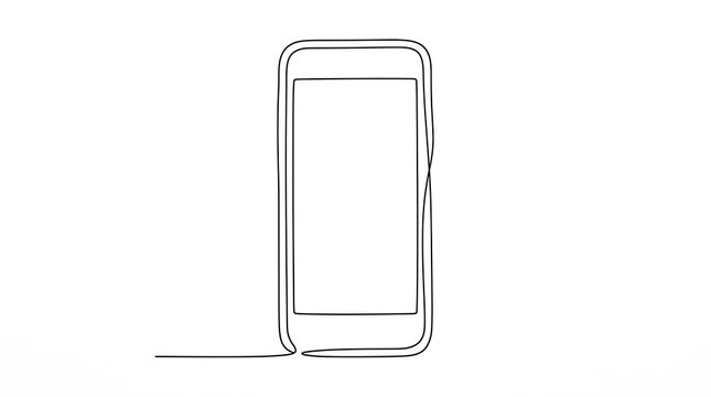 Continuous single line drawing of a generic smartphone with smartphone technology minimalist continuous communication