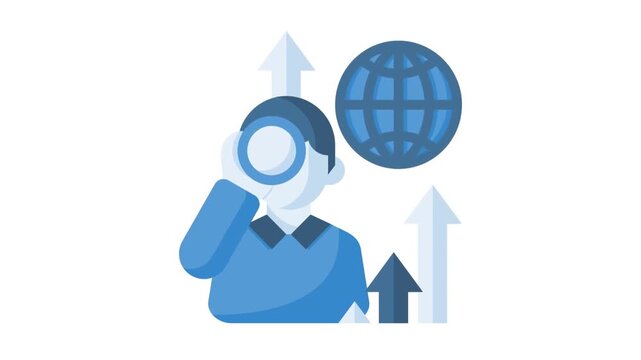 Business research and growth analysis concept with magnifying glass