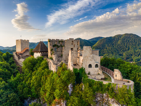 Celje, Slovenia castle at dawn.