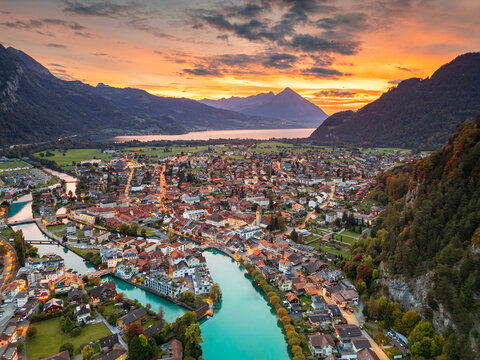 Unterseen, Switzerland overlooking the Aare River
