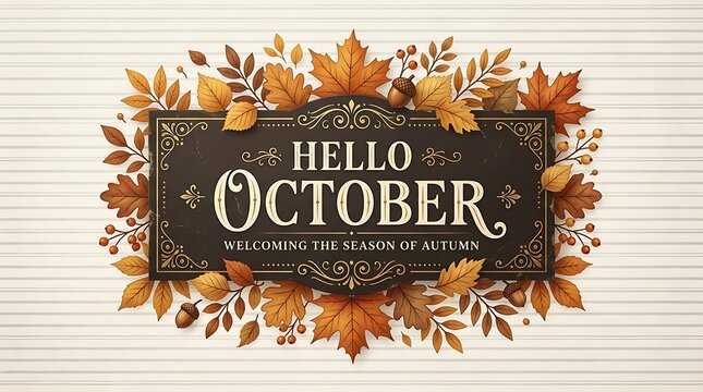 A beautiful autumn scene welcomes the month of october with vibrant fall foliage and warm tones