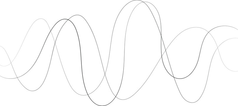 Intersecting sinusoidal sine waves, thin black lines on a white background