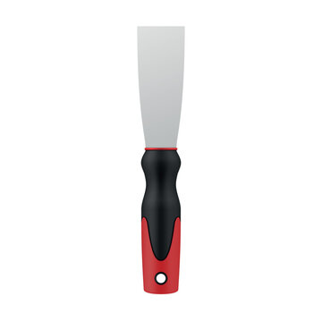 Paint spatula used for mixing and applying paint in an art studio