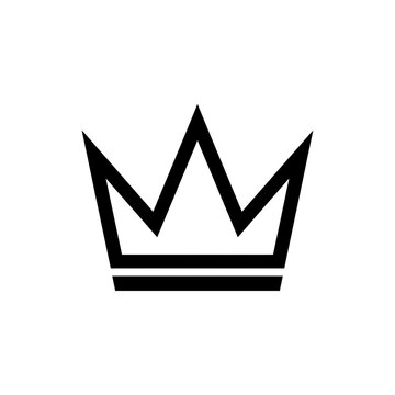 Minimalist black crown icon isolated on white background for royal branding and luxury design