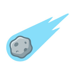 Falling Meteorite Icon or Comet Illustration with Blue Trail © azad