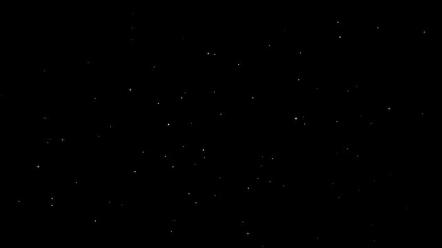 Subtle white star particles twinkling on dark night sky background