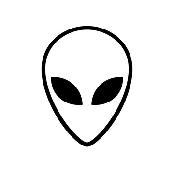Minimalist alien head icon isolated on white background