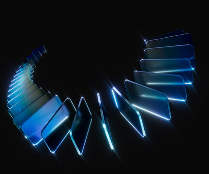 Modular abstract data platform architecture business solution concept 3d rendering background. Digital infrastructure and technology foundation.