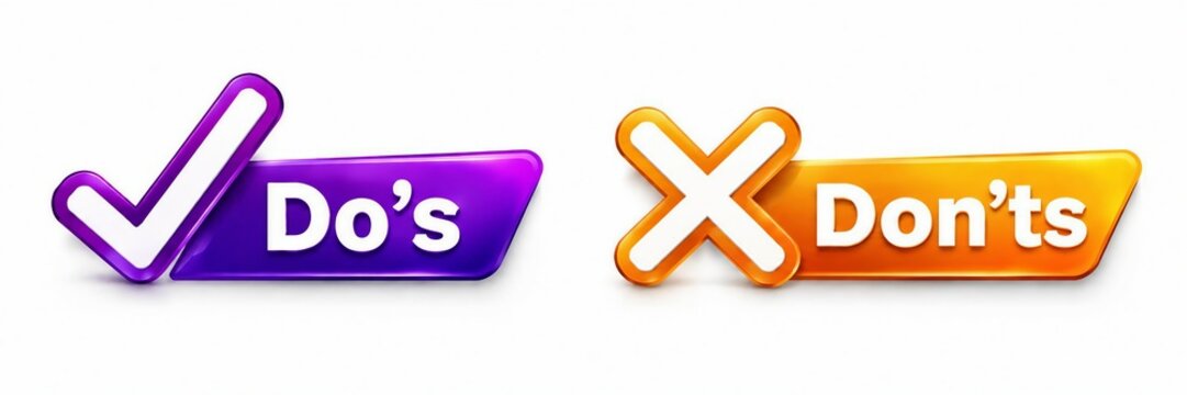 Do's and don'ts checkmark and cross icons in colorful flat design style
