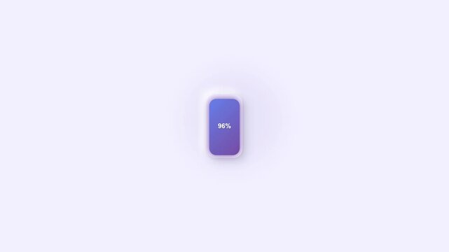 Web and app interfaces, this neumorphic purple vertical progress bar design is minimalist and shows ninety eight percent completion.