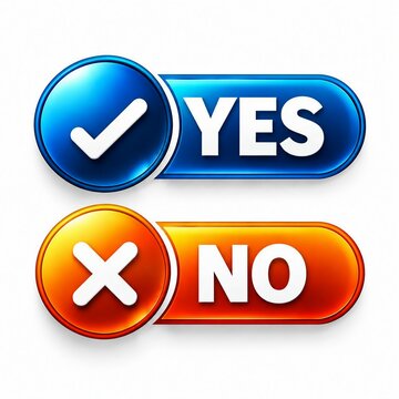 Yes no confirmation button icons with checkmark and cross symbols