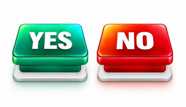 Yes and no decision buttons with green and red color gradient