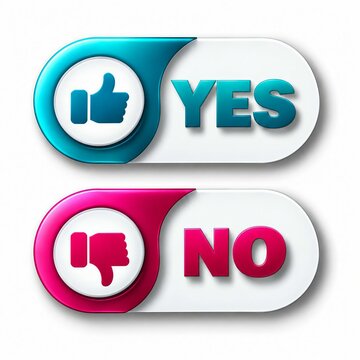 Like and dislike thumbs up down button toggle with yes no text