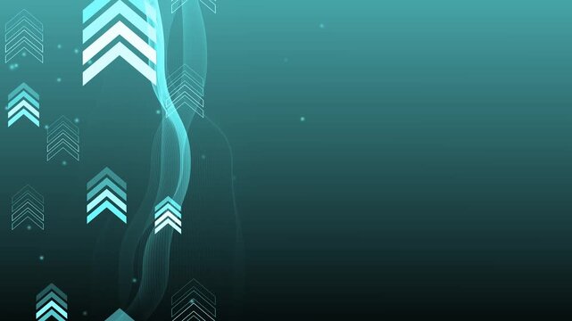 Abstract background with flowing vertical lines and upward chevron arrows animation