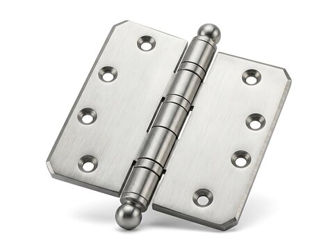 Stainless steel door hinge with mounting plate isolated on white background